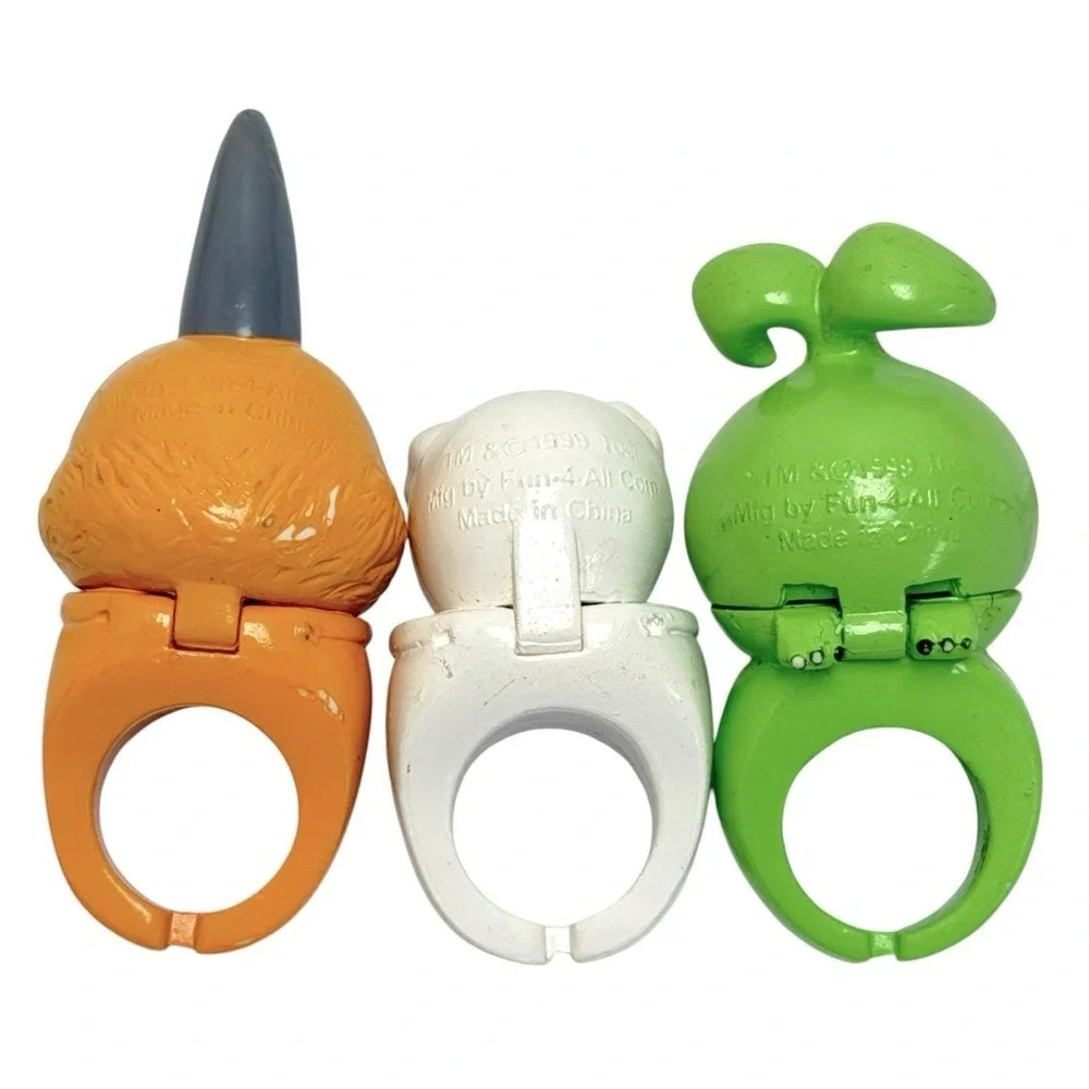 Vintage 1999 Digimon Lot of 3 Interactive Finger Ring Mini Figs Toei Fun 4 All